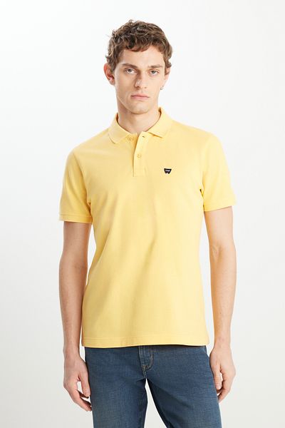 WRANGLER Tricou galben cu gât polo, 100% bumbac, cu croială normală