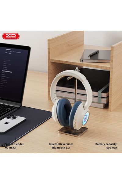 REDz Accessories XO-BE43 Lion Bluetooth Headset, Gaming, 600mAh, 30 Hours Battery Life, Colorful LED, White and Blue