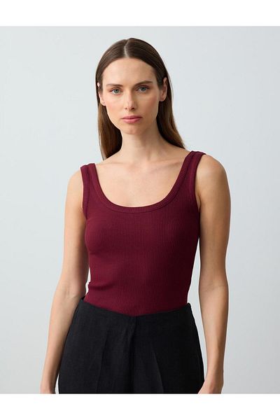 Jimmy Key Claret Red Slim Fit U-Neck Knitted Undershirt