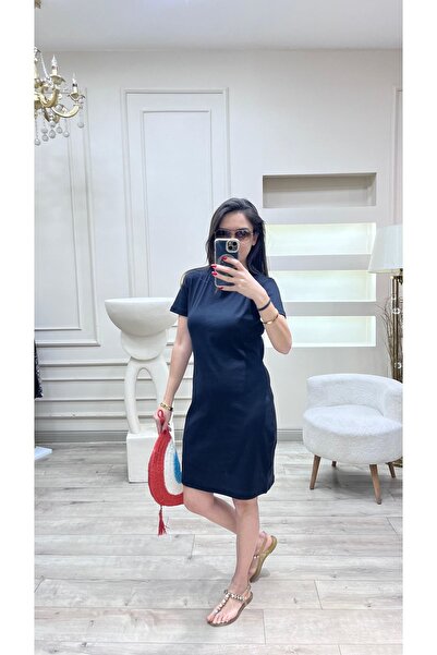 CLAYES Γυναικείο Οθωμανικό Υφασμάτινο Casual Φόρεμα ίσιο κοντομάνικο κομψό φόρεμα