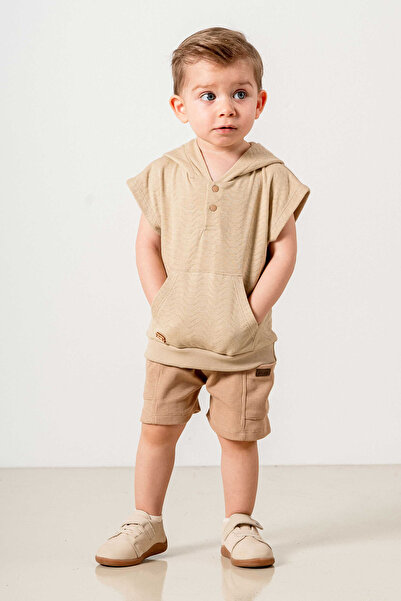 bombe Baby Kids Boy Bottom Top Double Set Tile-Camel