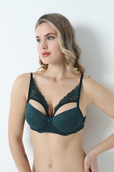 Niket Life Σουτιέν με επένδυση Flamlı Butterfly Strap B Cup ΣΚΟΥΡΟ ΠΡΑΣΙΝΟ