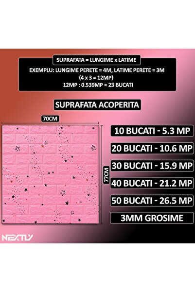 NEXTLY Set of 40 x 3d Self-Adhesive Wallpaper, For Wall Or Ceiling, Waterproof, Adjustable, Surface