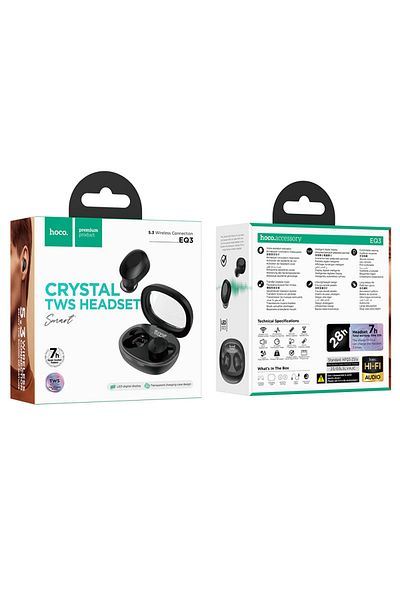 REDz Accessories Căști wireless inteligente Hoco Eq3, capacitate 300 mAh, Bluetooth 5.3 TWS, negre