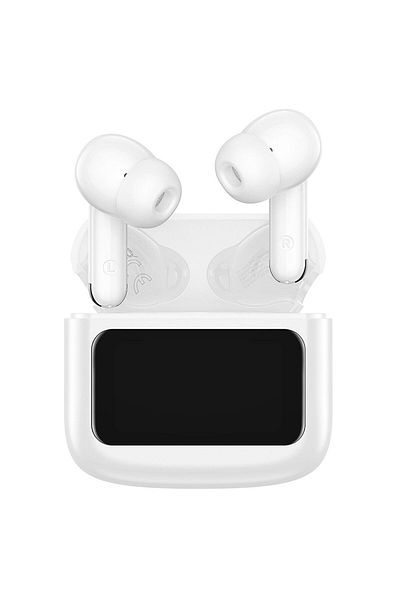 REDz Accessories Căști Bluetooth fără fir cu ecran tactil, Hoco TWS EQ14, Bluetooth cu ecran tactil, albe