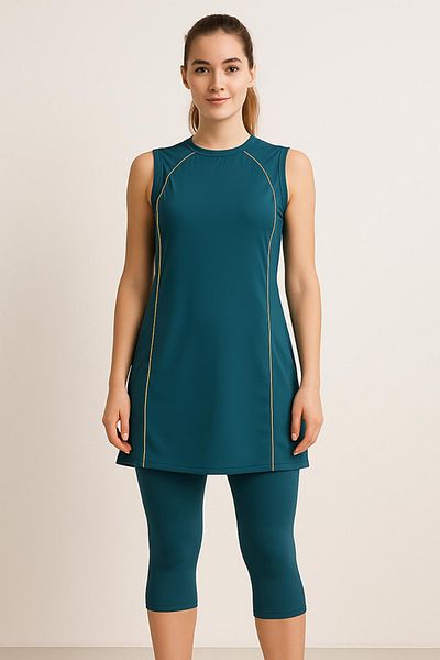 TESMAY Half Off Zero Sleeve Turtleneck Swimsuit
