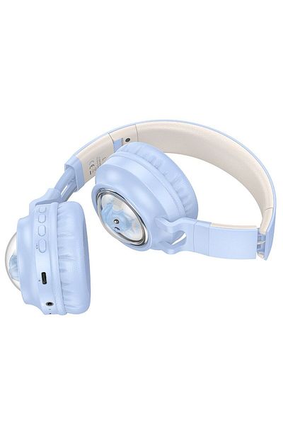 REDz Accessories Casti Wireless Over the Ear, Bluetooth, Hoco W50, Bluetooth 5.3, 400 mAh, Headphones, blue