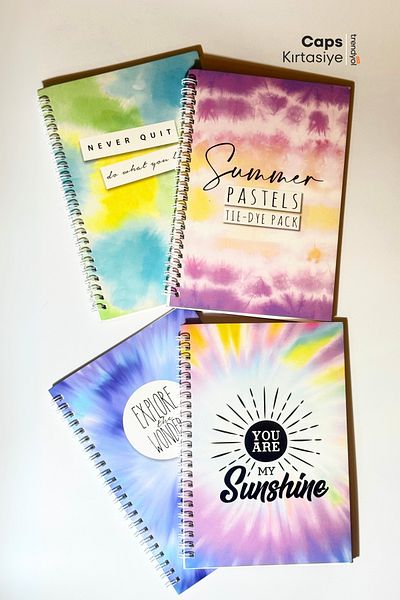 caps office Set of 4 A5 Pastel Colored Ruled Spiral Notebooks