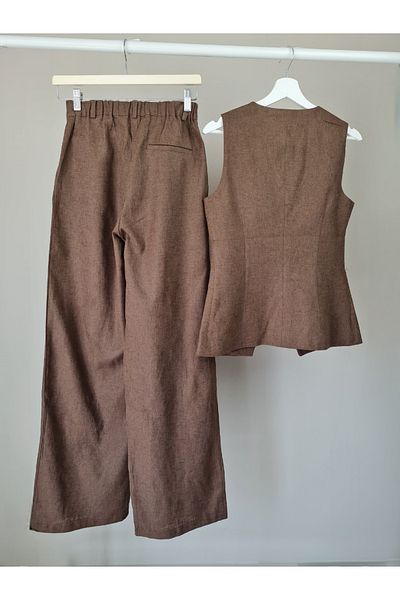 Telablanka Vested Linen Suit_Brown