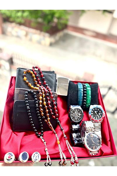 lewibafashion Triple Watch Wallet Rosary Ring Lighter Bracelet Accessory Set
