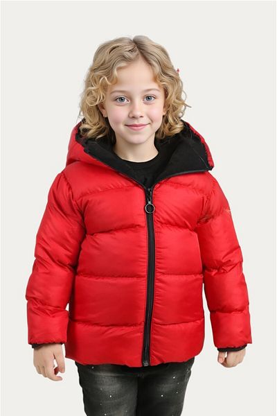 Outriverkids Girl's Red Waterproof Wind Resistant Inflatable Winter Jacket - Hooded