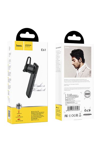 REDz Accessories Căști wireless marca Hoco E61, Bluetooth 5.1, încărcare rapidă, microfon, baterie de 40 mAh, negru