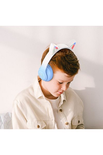REDz Accessories Cat Headphones, Hoco W42, BlueTooth 5.3, 7-color lighting, Over Ear, 400mAh, Blue