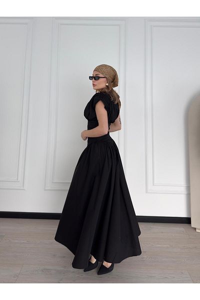 JaMolls draperie detaliu cu șnur evazat fustă largă echivalent design midi design corset rochie lungă Pinterest
