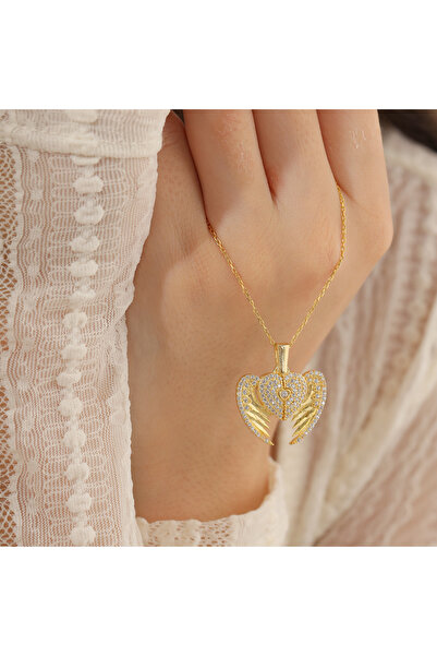 ÖzelSen Accessories 925 Ayar Gümüş Kişiye Özel İsimli Kolye - Çift Melek Kanatlı