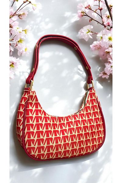 bellami Summer Red Baguette Women's Hand and Shoulder Bag