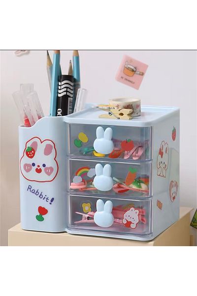 My Easy Shop Suport pentru stilouri de masă transparent colorat cu sertare