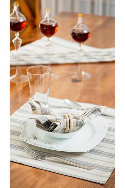 abidehanım Boemia |   Set 6 bucăți de lenjerie cu dungi GRIĂ 40 X 40