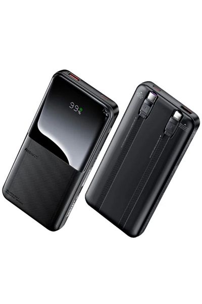 REDz Accessories Remax RPP-679 Battery, Powerbank 10,000mAh, Type-C and Lightning Cables LED Display, Black
