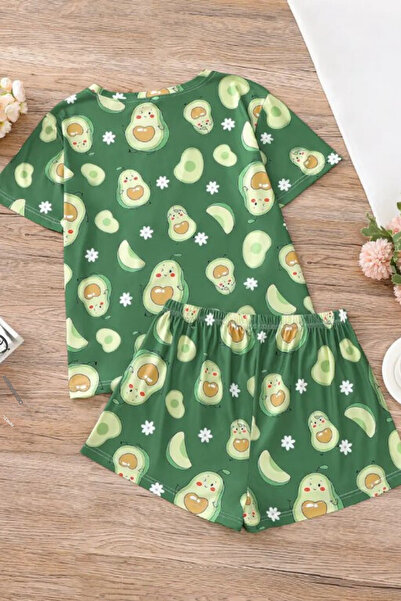 Rasabeauty Šortky s krátkým rukávem Pyžamový set se vzorem Avocado