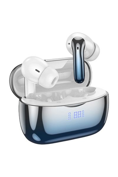 REDz Accessories Căști Bluetooth, Hoco EQ16, reducere a zgomotului, autonomie baterie 7 ore, microfon și afișaj, albastre