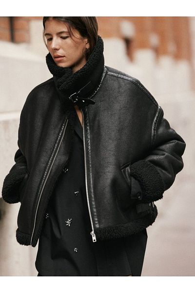 Butik Allbucks Zr Za Ra Wool Lining Detailed Biker Coat Coat Abzr0118