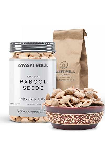 AWAFI MILL بذور بابول | بذور شجرة بابول كيكار مجففة بالشمس - زجاجة ١٠٠ غرام / ٣.٥ أونصة