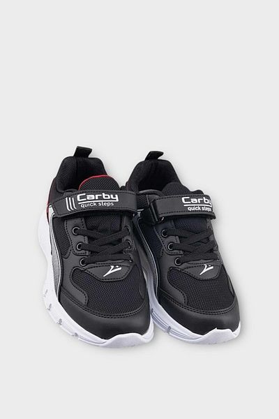 Liger Pantofi sport cu șireturi inteligente cu velcro pentru copii NEGRU - ROSU