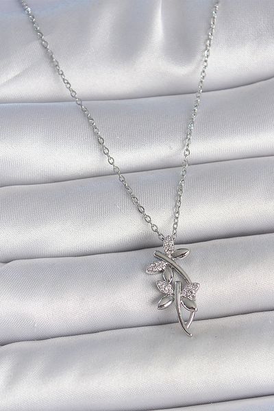 Skygo 316L Steel Silver Color Chain Zircon Stone Dragonfly Model Women's Necklace - Tj-Bko10036