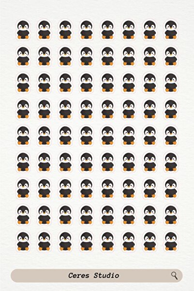 Ceres Studio Penguen Pingu Sticker Etiket 3 Sayfa 216 Adet Etiket - Penguen P...