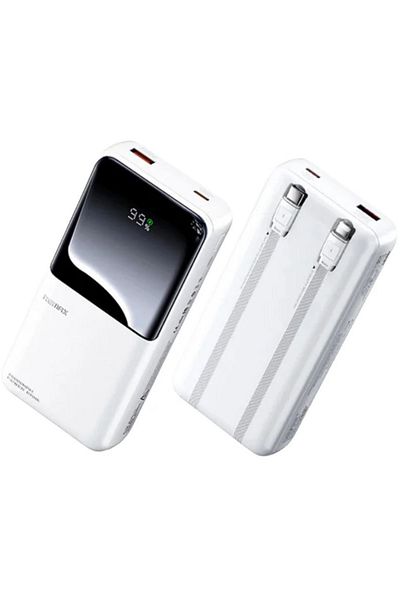 REDz Accessories Remax RPP-679 Battery, Powerbank 10,000mAh, Type-C and Lightning Cables LED Display, White