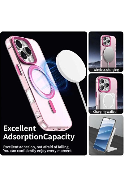 m.tk moveteck iPhone 16 Pro Max Kılıf Kamera Çıkıntılı Mat Magsafe Şarj Özellikli Kenarları Renkli Sert Kapak