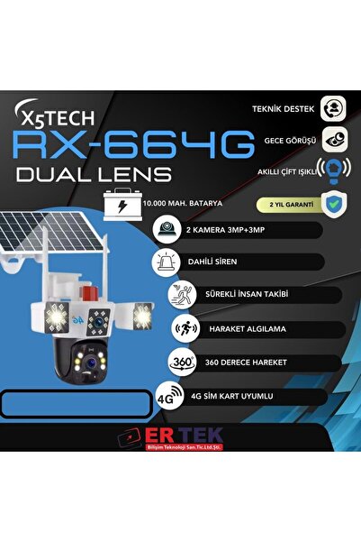 X5 TECH X5-TECH RX-664G SPEED DOME KAMERA SOLAR 4G 2*3MP BEYAZ