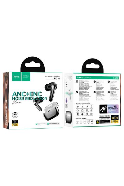 REDz Accessories Căști Bluetooth, Hoco Eq16, reducere a zgomotului, 7 ore, microfon și afișaj, negru
