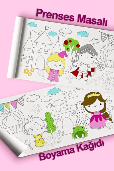 Online Prensesler için Dev Boyama Kağıdı 2 Metre Prenses Masalı Aktivite Rulo...