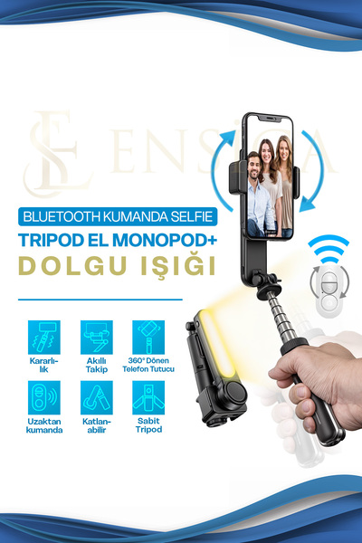 EN SİGA Gimbal Kablosuz Bluetooth Kumanda Selfie Tripod El Monopod dolgu ışığ...