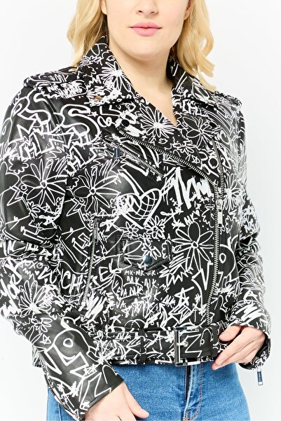 Michael Kors Women Allover Print Long Sleeve Motorcycle Jacket, Multicolor