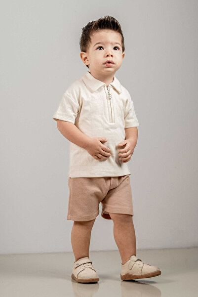 bombe Baby Kids Boy Bottom Top Double Set Brown- Camel