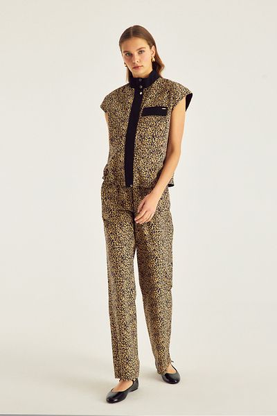 Naramaxx Leopard Pattern Poplin Casual Pants