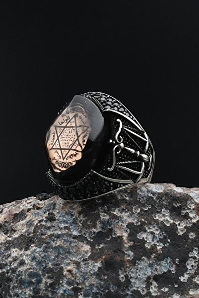 Prestige Hz. Süleyman Mührü Terazi Figürlü 925 Ayar Gümüş Erkek Yüzüğü 901742