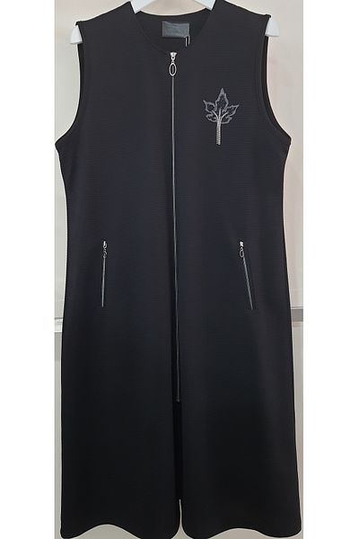 N.Y.YILDIZ Star Ottoban Fabric Super New Large Size Stone Bead Tedayli Zippered Long Mother Pocket Vest