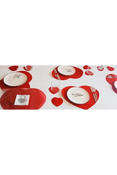 KozaX Plates Placemats for Tables Runner & Placemat, Red Heart Felt
