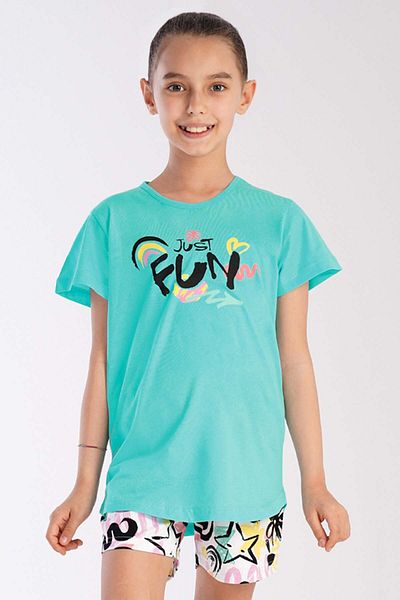 VİENETTA Cotton Girl's Short Sleeve Shorts Pajamas Set
,212735