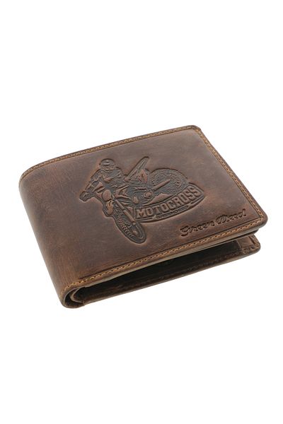 GiftExpress Men's motocross leather wallet