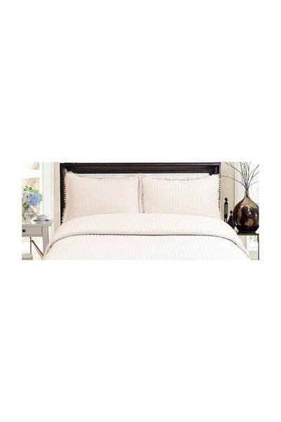 TEKSTİLDENİZİ Asya Ultrasonic Double Bedspread with Pompom Detail - Powder
