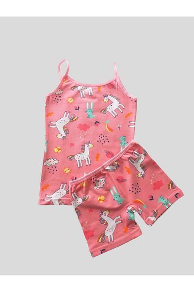 elmas kids Girl's 100% Cotton Unicorn Patterned Athlete Boxer Set
