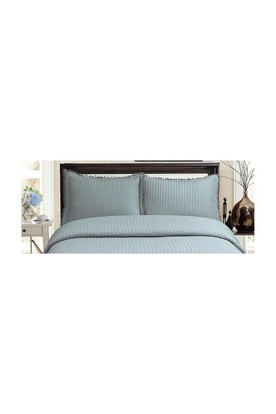 TEKSTİLDENİZİ Asian Ultrasonic Double Bedspread with Pompom Detail - Anthracite