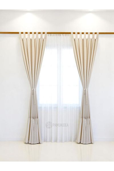 pamukidea Biritli Skirt Frilly 100% Cotton Natural Buldan Linen Rustic Curtain - Single Wing - (En X Size)