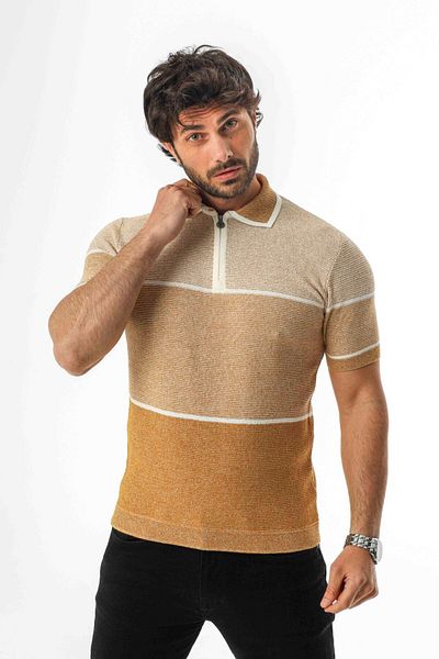 Tony Montana Πλεκτό μπλουζάκι Luxury Tech Polo με μισό φερμουάρ-TCY-1026