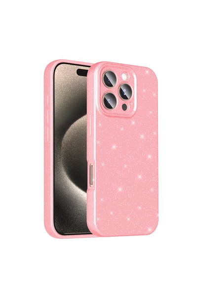 Techaks حافظة آيفون 16 برو فاخرة من القطن TCHS مع حماية للكاميرا - وردي فاتح
